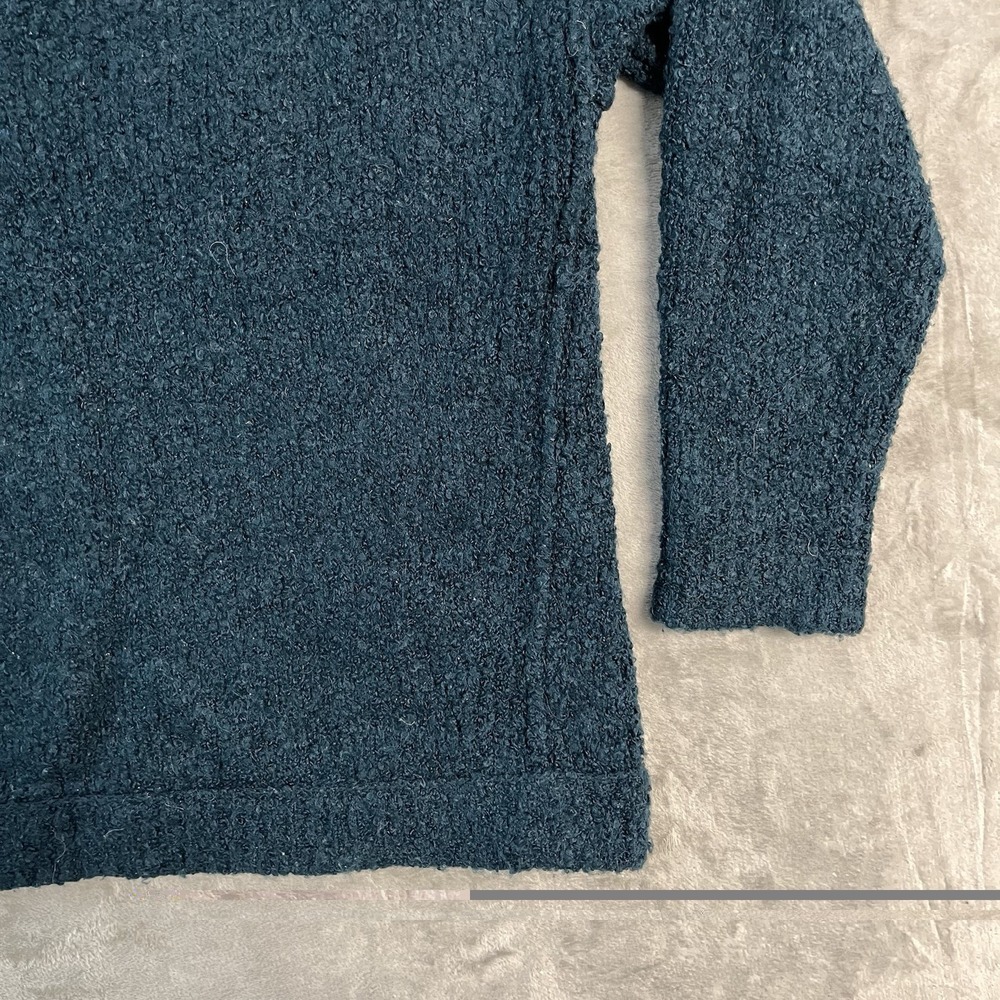 Free People Alpaca Blend Boucle Sweater Womens Small Blue Oversized Cozy Boho - Picture 5 of 14